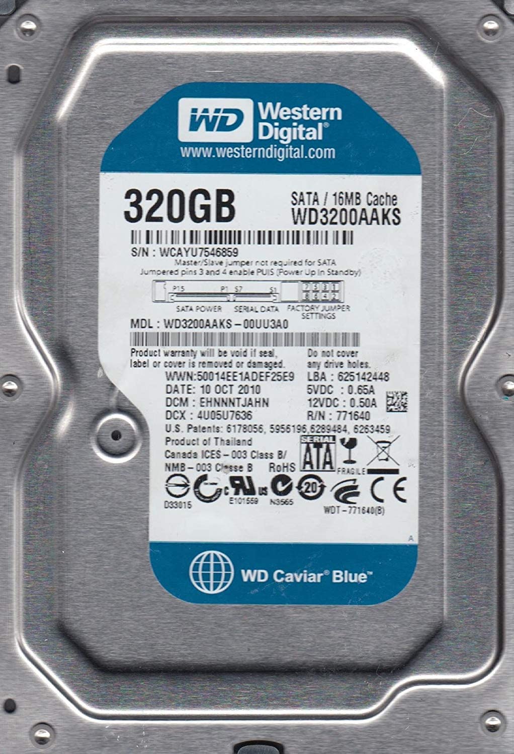 Disco duro interno Western WD Caviar Blue WD3200AAKS 320GB azul Saryba